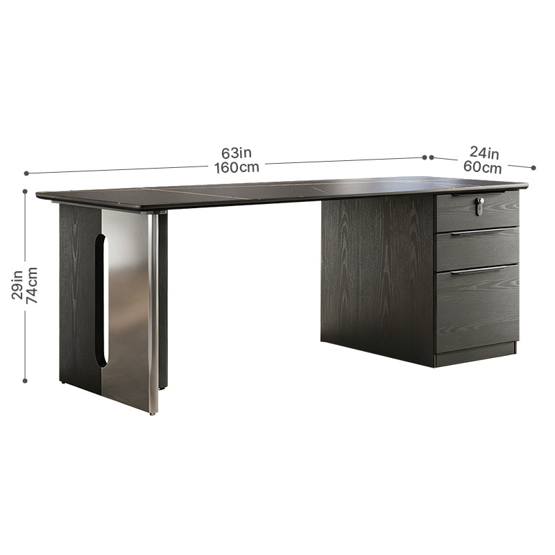 160cm Sintered Stone Office Desk with Reversible Pedestal & Lockable Drawer (Made to Order)