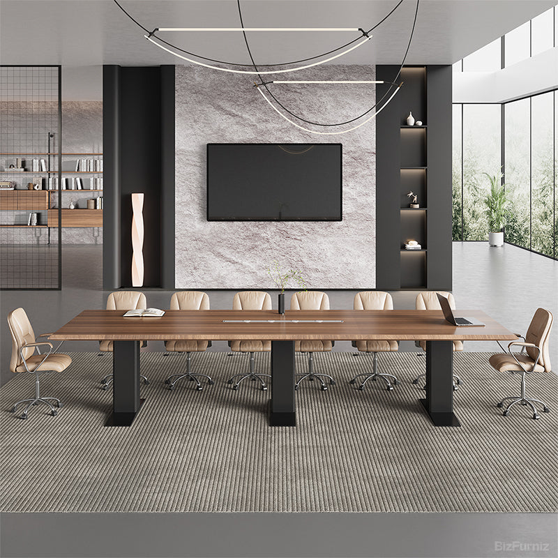 360cm Rectangular Conference Table for 10-14 People with Built-in Cable Box for Meetings and Collaboration product view 9