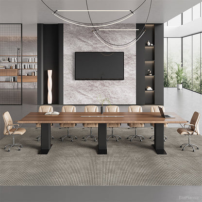360cm Rectangular Conference Table for 10-14 People with Built-in Cable Box for Meetings and Collaboration product view 9