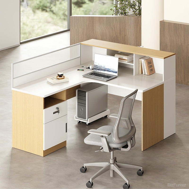 120cm(L)-shaped Office Desk with Cable Management and Lockable Drawer product view 9