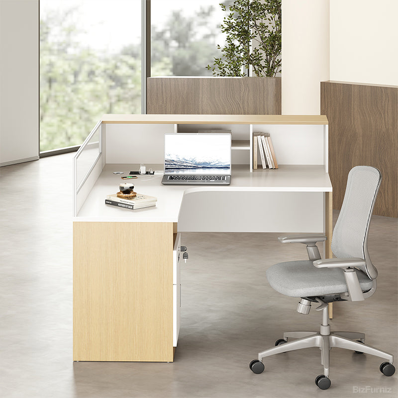 120cm(L)-shaped Office Desk with Cable Management and Lockable Drawer product view 10