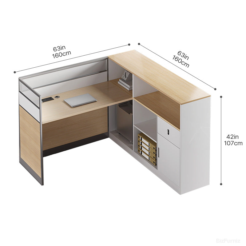 160cm Modular Cubicle Desks for Office with Screens, Cable Management and Storage Cabinets