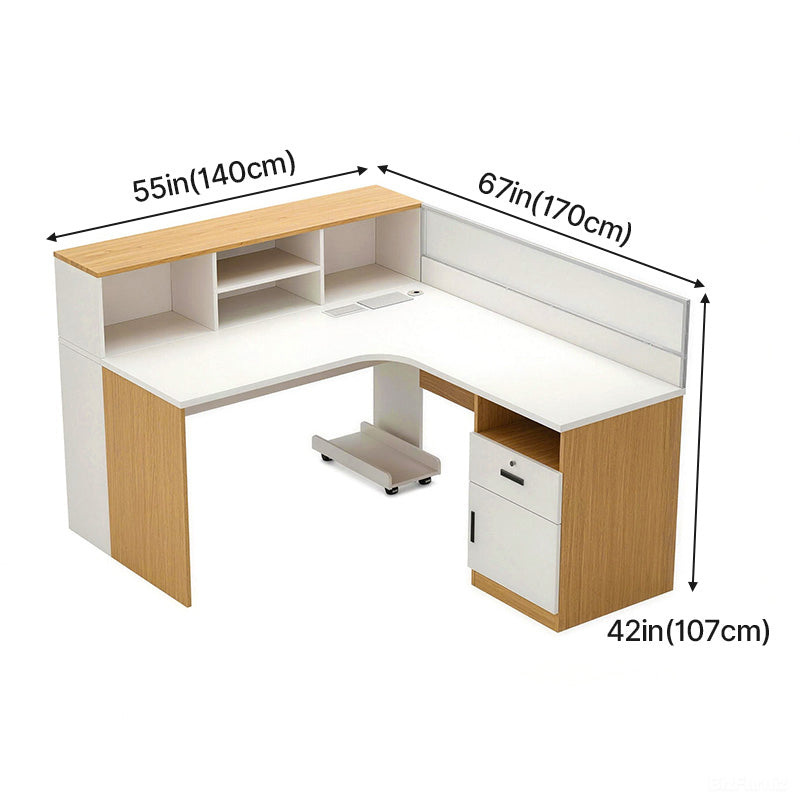 120cm(L)-shaped Office Desk with Cable Management & Lockable Drawer