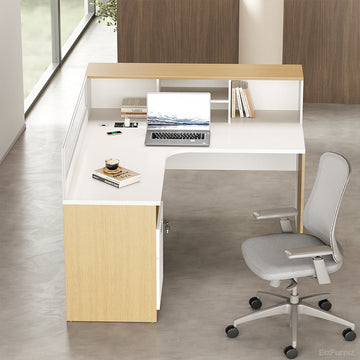 120cm(L)-shaped Office Desk with Cable Management and Lockable Drawer for modern office workspace