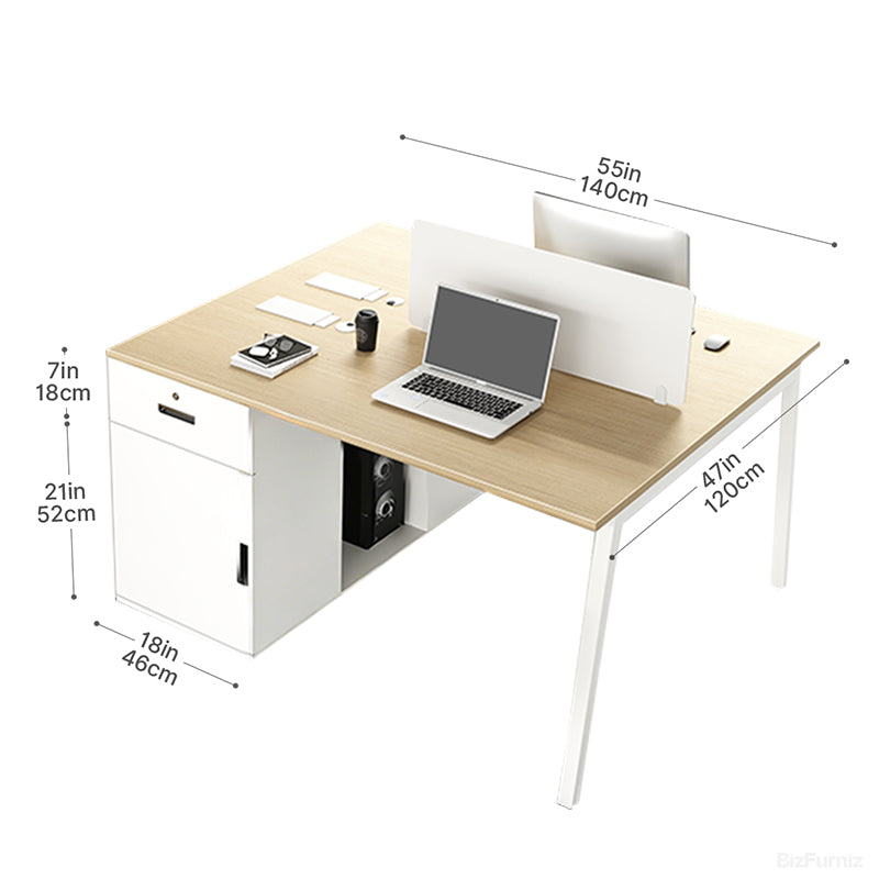 140cm 2-person Modular Workstation, Office Desk with Storage & Cable Management for Open Offices (2-people Seat Per Unit)