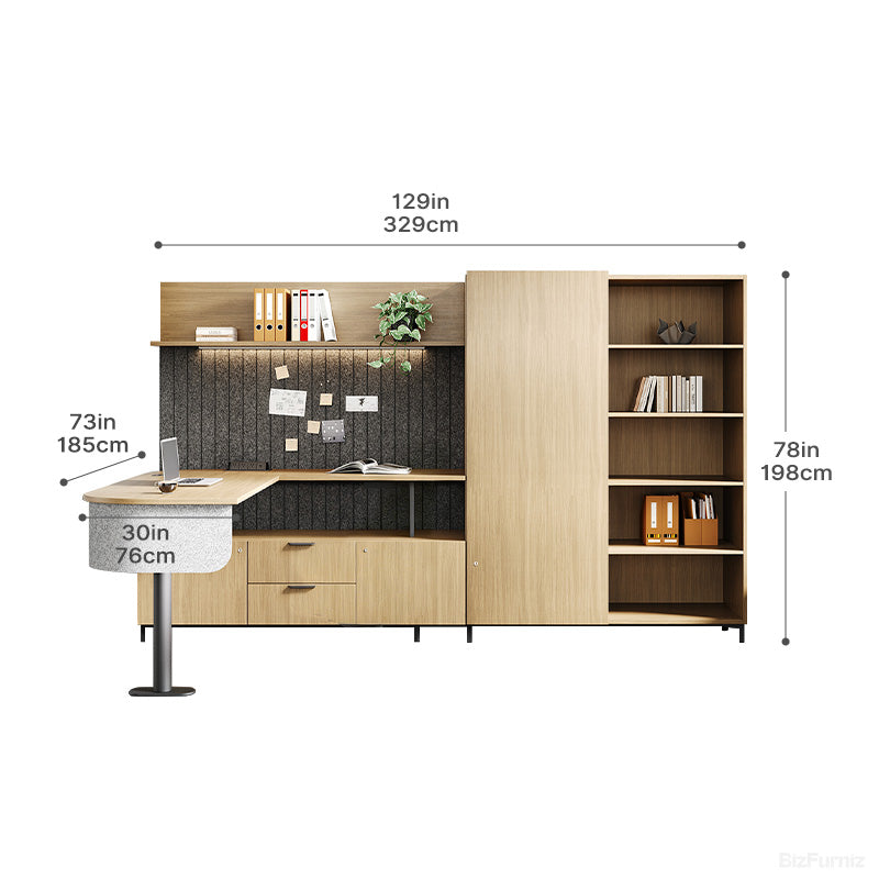 330cm(L) Modern Office Desk with Height-adjustable Design & Open Storage for Home & Corporate Offices
