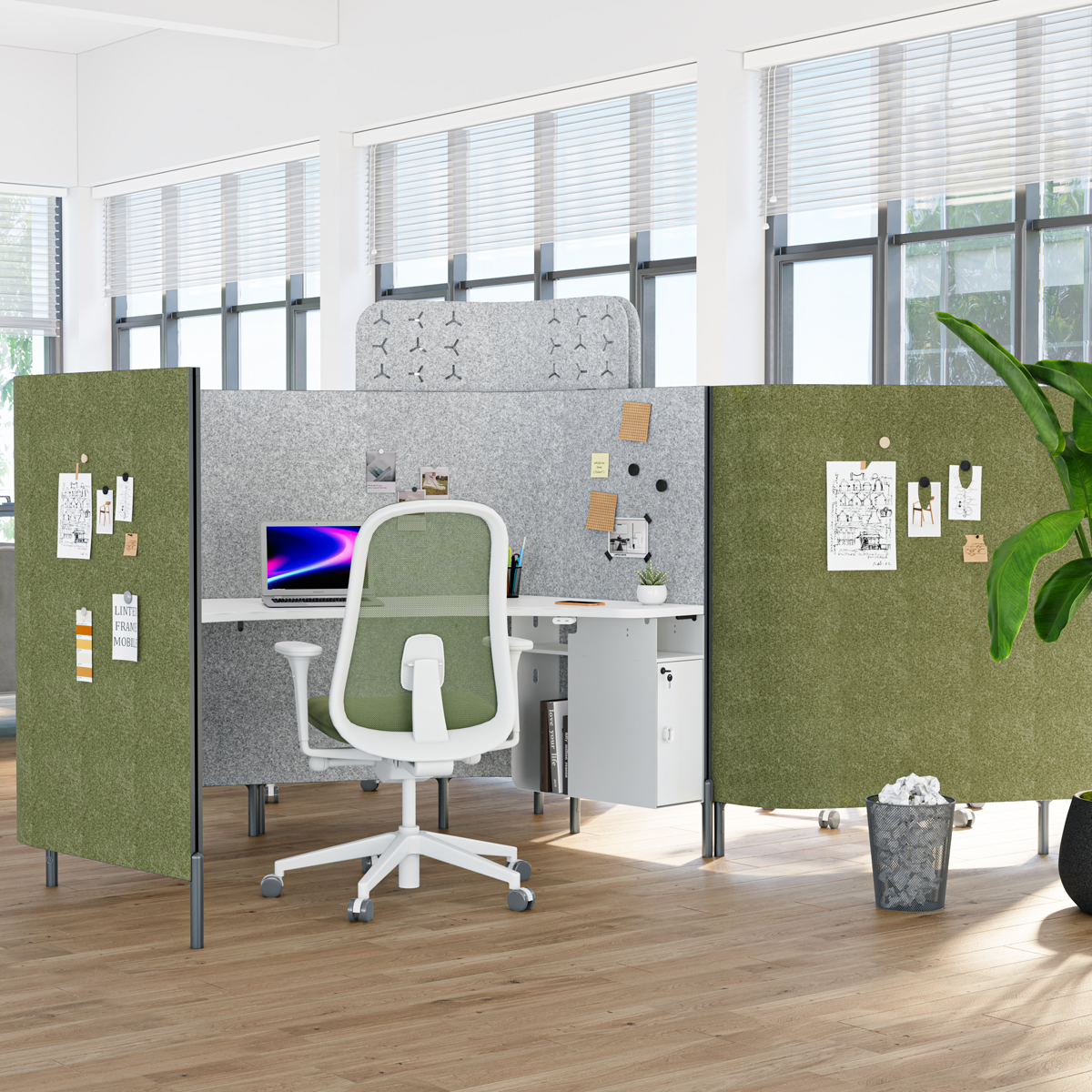 A Private Sanctuary: C-shaped Modern Office Desk