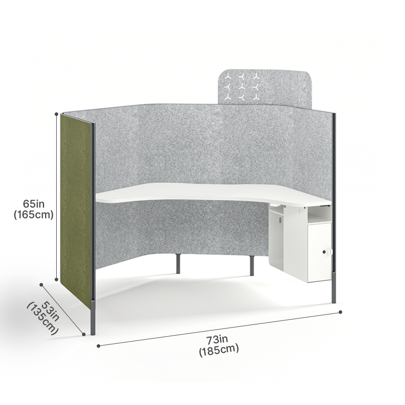 Modular Acoustic Office Workstation with Privacy Panel, Memo Board & Under-desk Storage