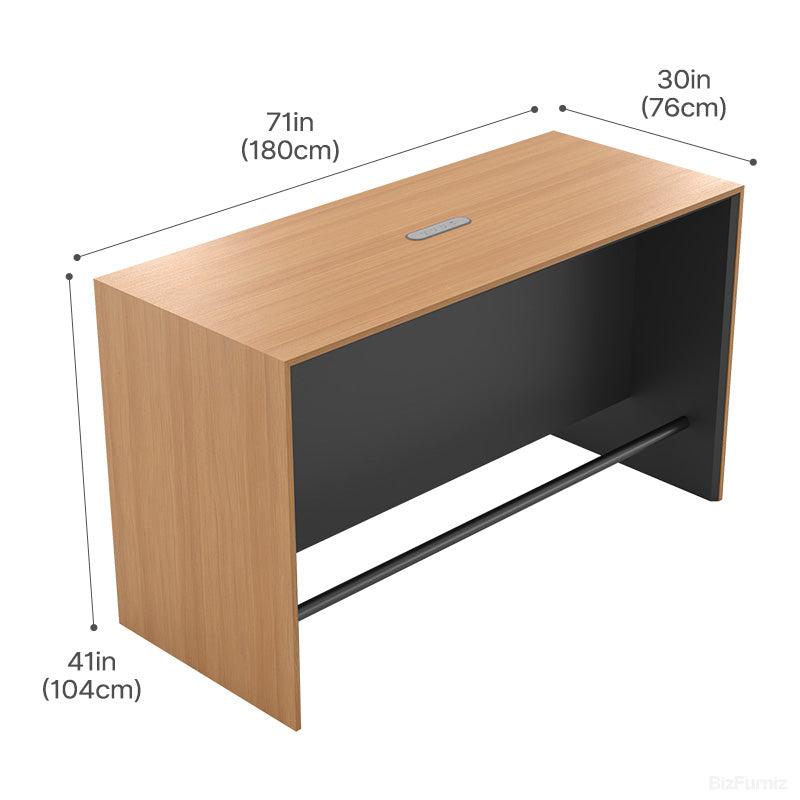 180cm(L) Wooden Bar Table with Multifunctional Power Hub & Footrest for Pantry, Office Breakroom, or Kitchen