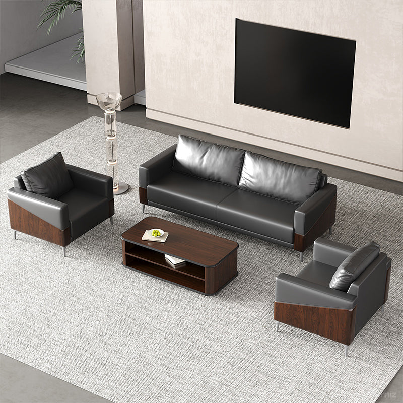 120cm Dark Walnut Coffee Table with Dual-Tier Storage Shelves for Office Reception Areas and Living Rooms product view 9