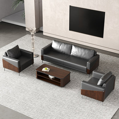 120cm Dark Walnut Coffee Table with Dual-Tier Storage Shelves for Office Reception Areas and Living Rooms product view 9