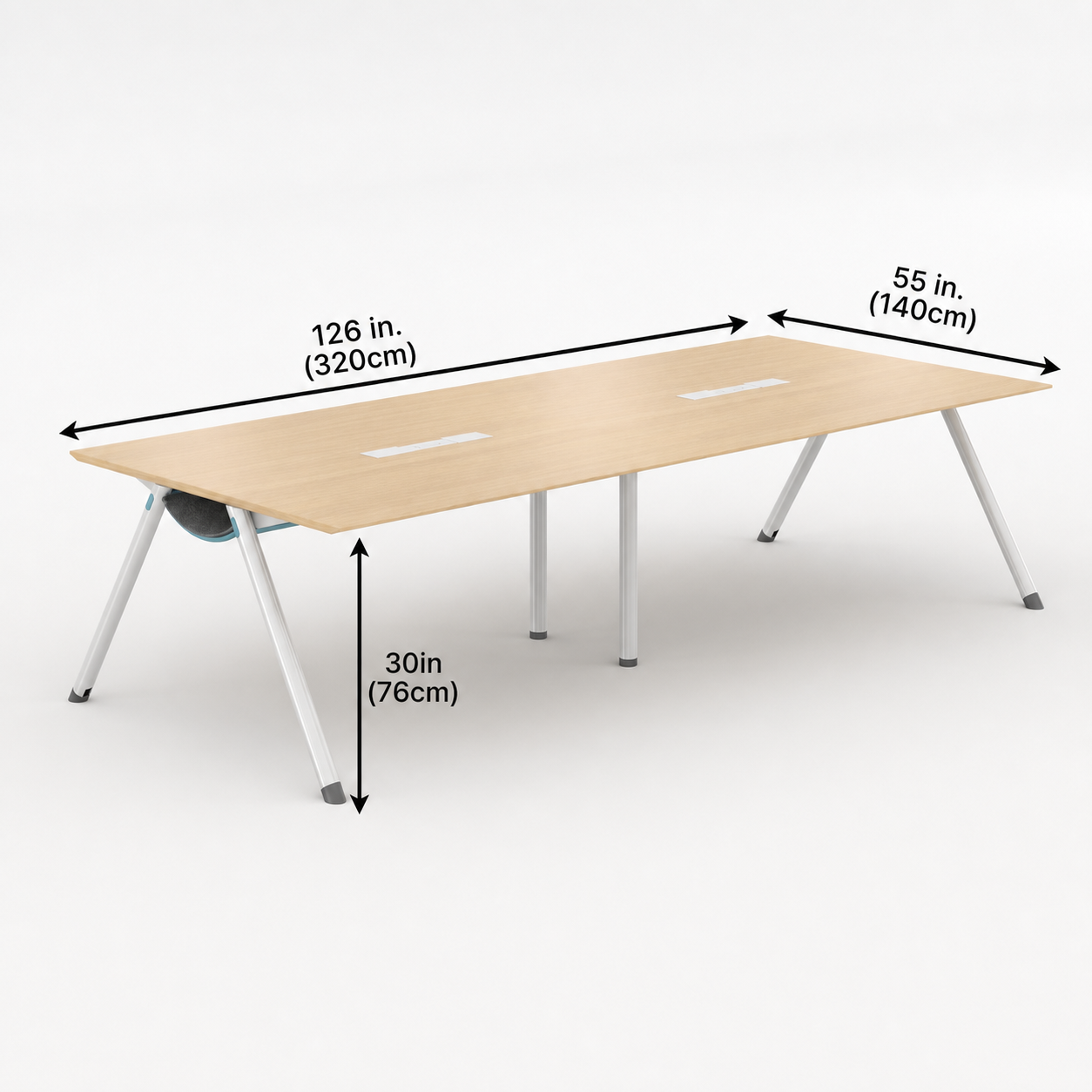 Conference Table for 10-12 with dimensions labeled on a white background
