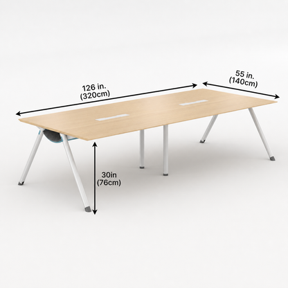 Conference Table for 10-12 with dimensions labeled on a white background