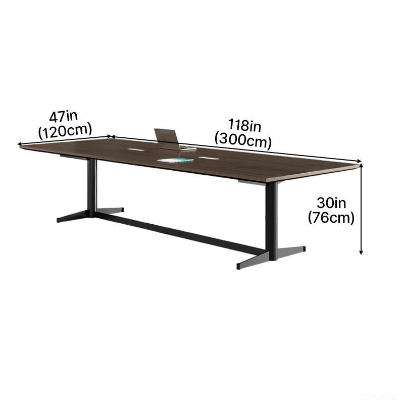 Extended 300cm Conference Table with Integrated Power Outlet Box for Seamless Team Collaboration