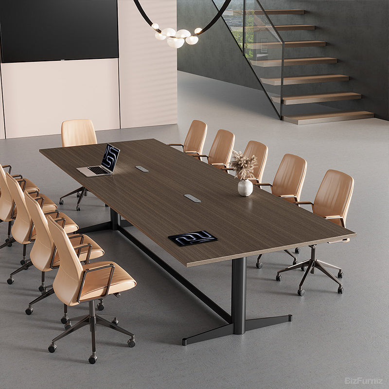 Extended 300cm Conference Table with Integrated Power Outlet Box for Seamless Team for modern office workspace