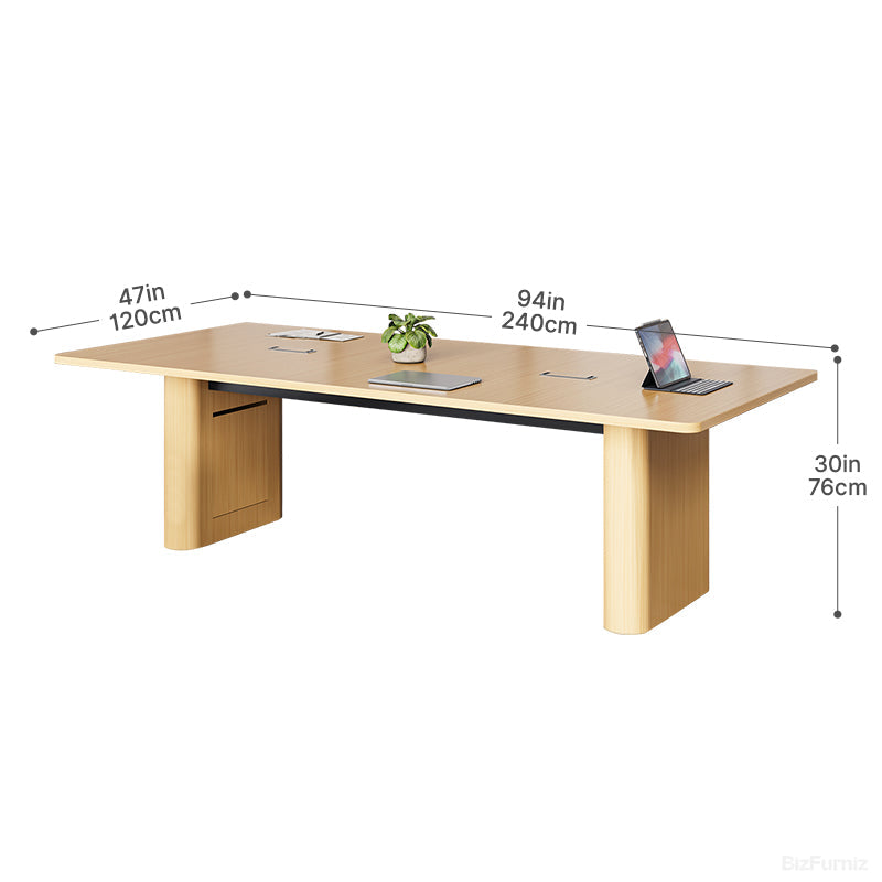 240cm Rectangular Conference Table for 6-8 People with Cable Management for Meetings and Training