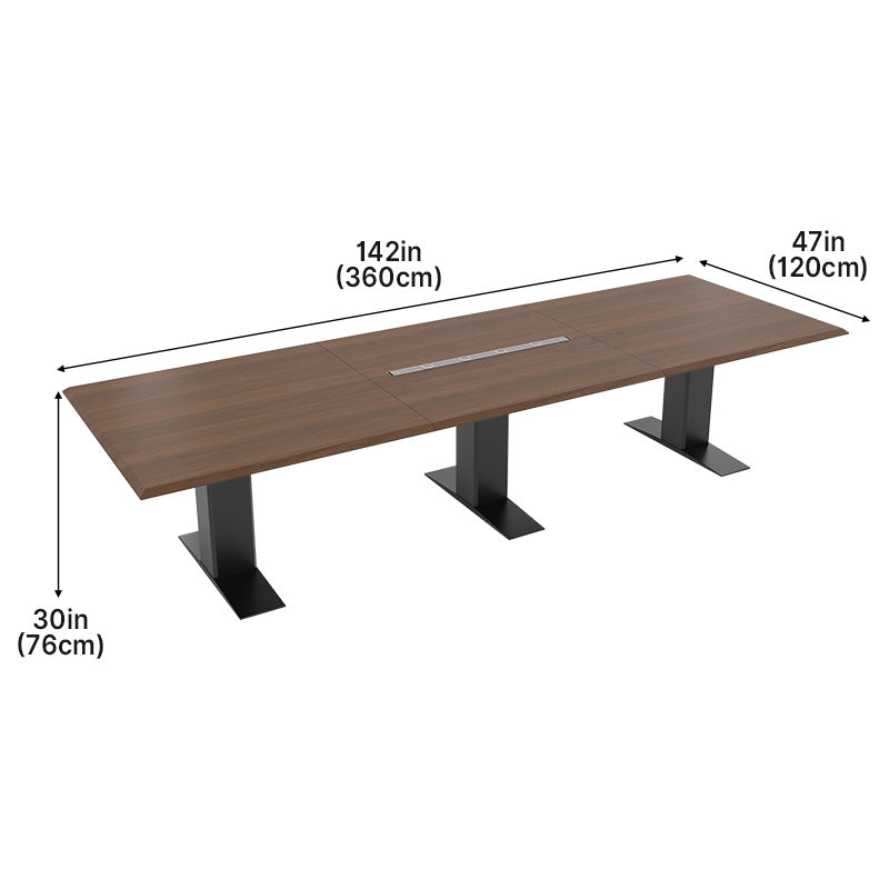 360cm Height-adjustable Conference Table for 10-14 People with Built-in Cable Box for Meetings and Collaboration
