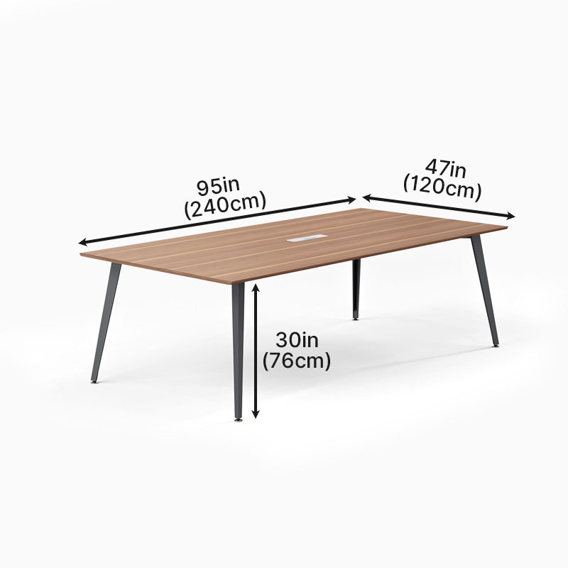 240cm Minimalist Conference Table with 6-10 Seats, Integrated Power Hub and Walnut-Grain Veneer