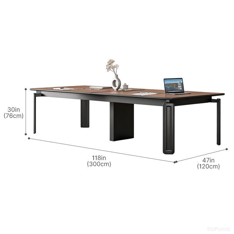 300cm Modern Conference Table with Built-In Power Rail for Meeting Rooms & Co-Working Spaces