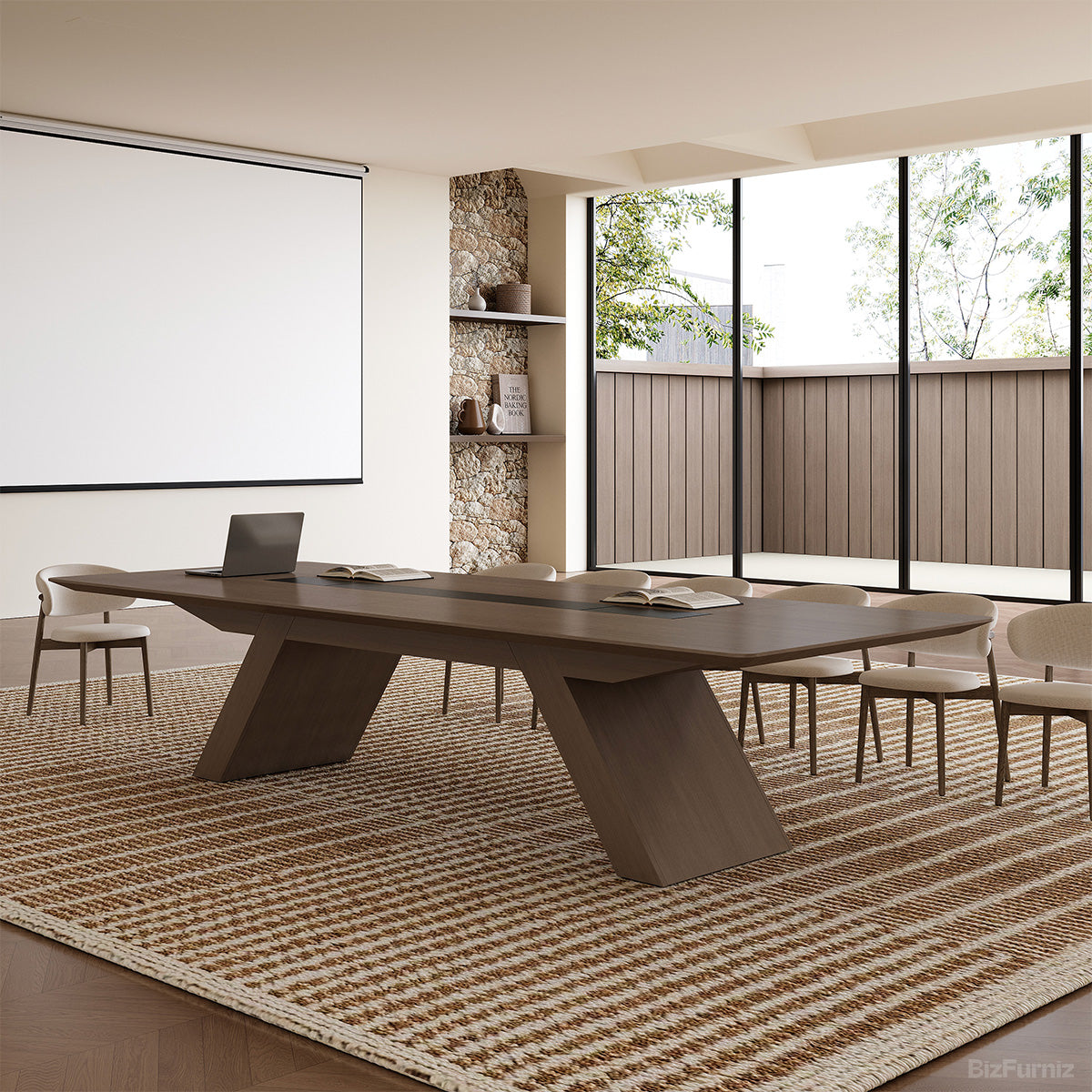 350.5cm Conference Table with Dual Power Hub and Thickened Desktop for 10-14 People product photo 5
