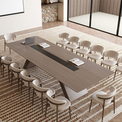 350.5cm Conference Table with Dual Power Hub and Thickened Desktop for 10-14 People product photo