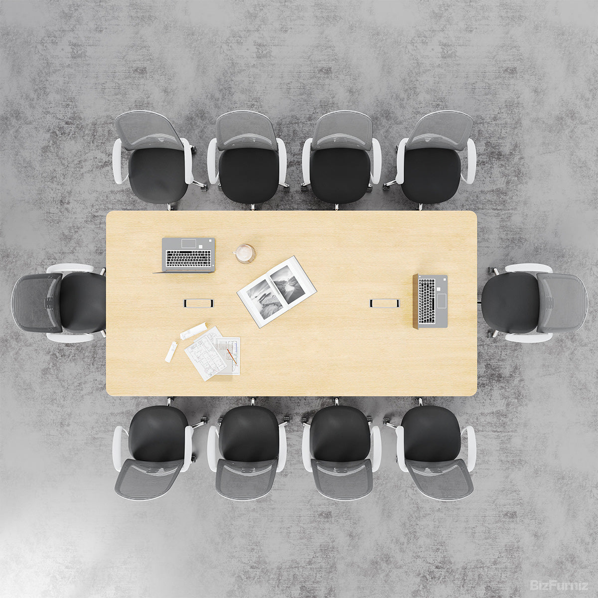 238.8cm Conference Table with Cable Boxes and Reinforced Support Frame for 6-10 People product photo 3