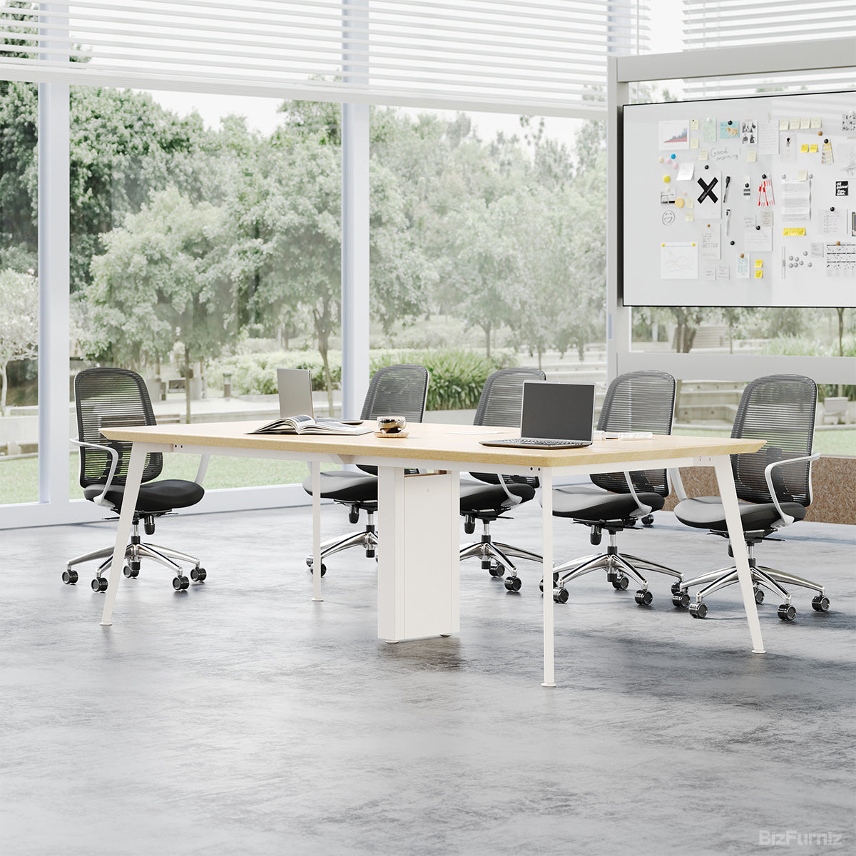 238.8cm Conference Table with Cable Boxes and Reinforced Support Frame for 6-10 People product photo 7