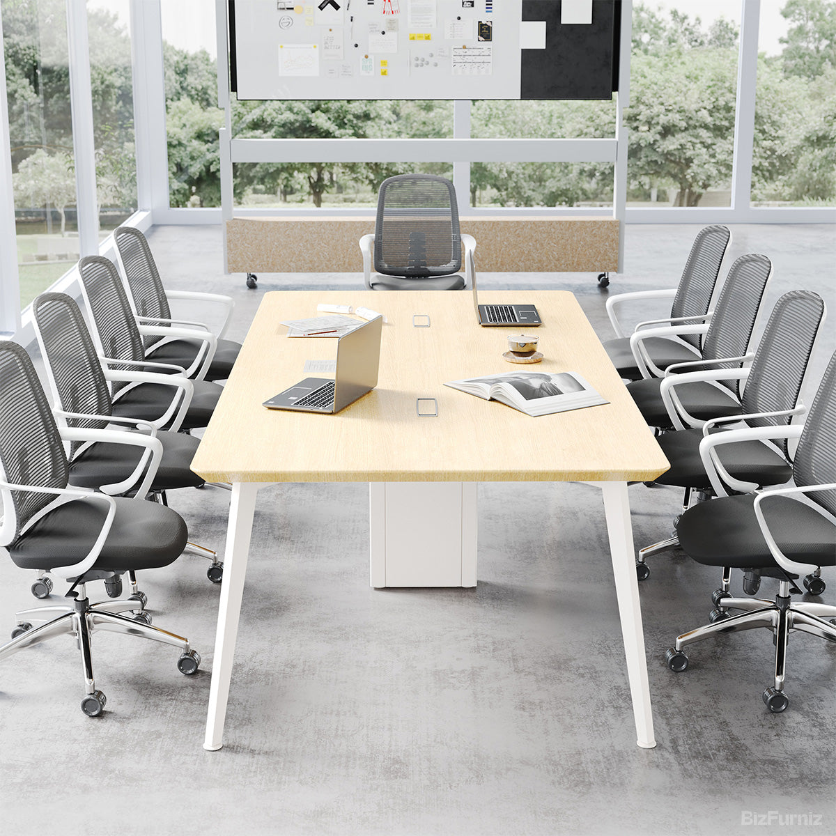 238.8cm Conference Table with Cable Boxes and Reinforced Support Frame for 6-10 People product photo 8