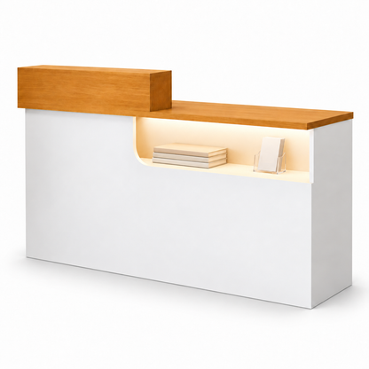 Compact Curved Reception Desk with Lockable Storage — side white-background view