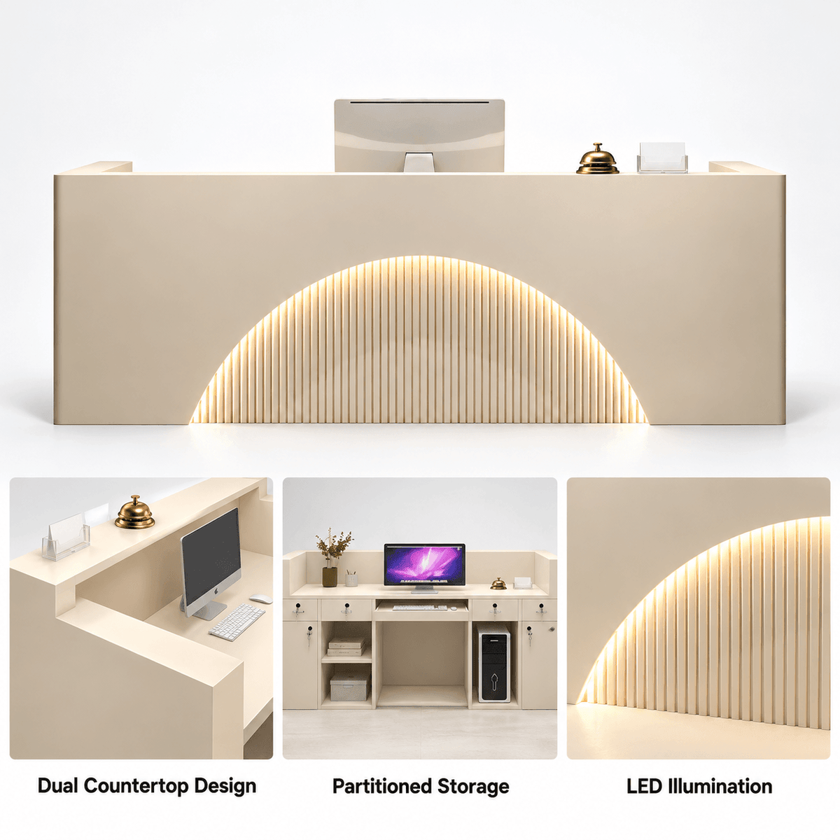 Dual-Level Work Surface, Storage and LED Detail