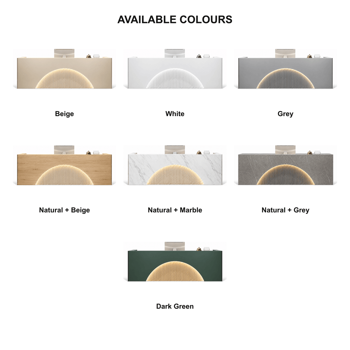 Seven Coordinated Colour Finishes