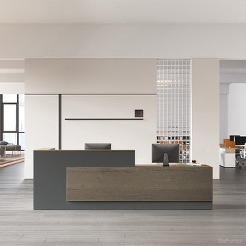 Modern Reception Desk with Counter, Cable Grommet and Cabinets product view 2