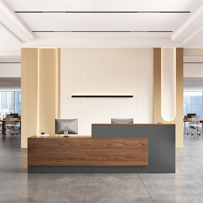 Modern Reception Desk with Counter, Cable Grommet and Cabinets product view 16