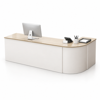 Rounded L-Shaped Reception Counter with Lockable Storage 2