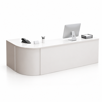 Rounded L-Shaped Reception Counter with Lockable Storage 5
