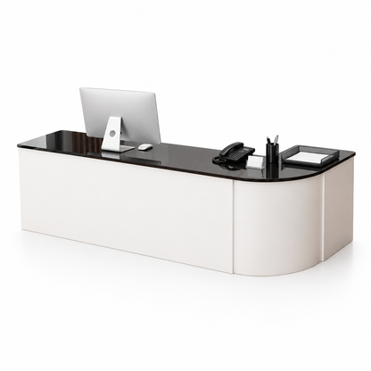 Rounded L-Shaped Reception Counter with Lockable Storage 8
