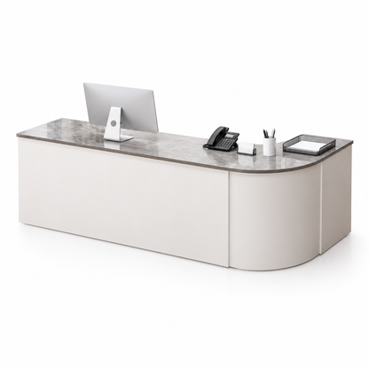 Rounded L-Shaped Reception Counter with Lockable Storage 10