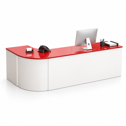 Rounded L-Shaped Reception Counter with Lockable Storage 11