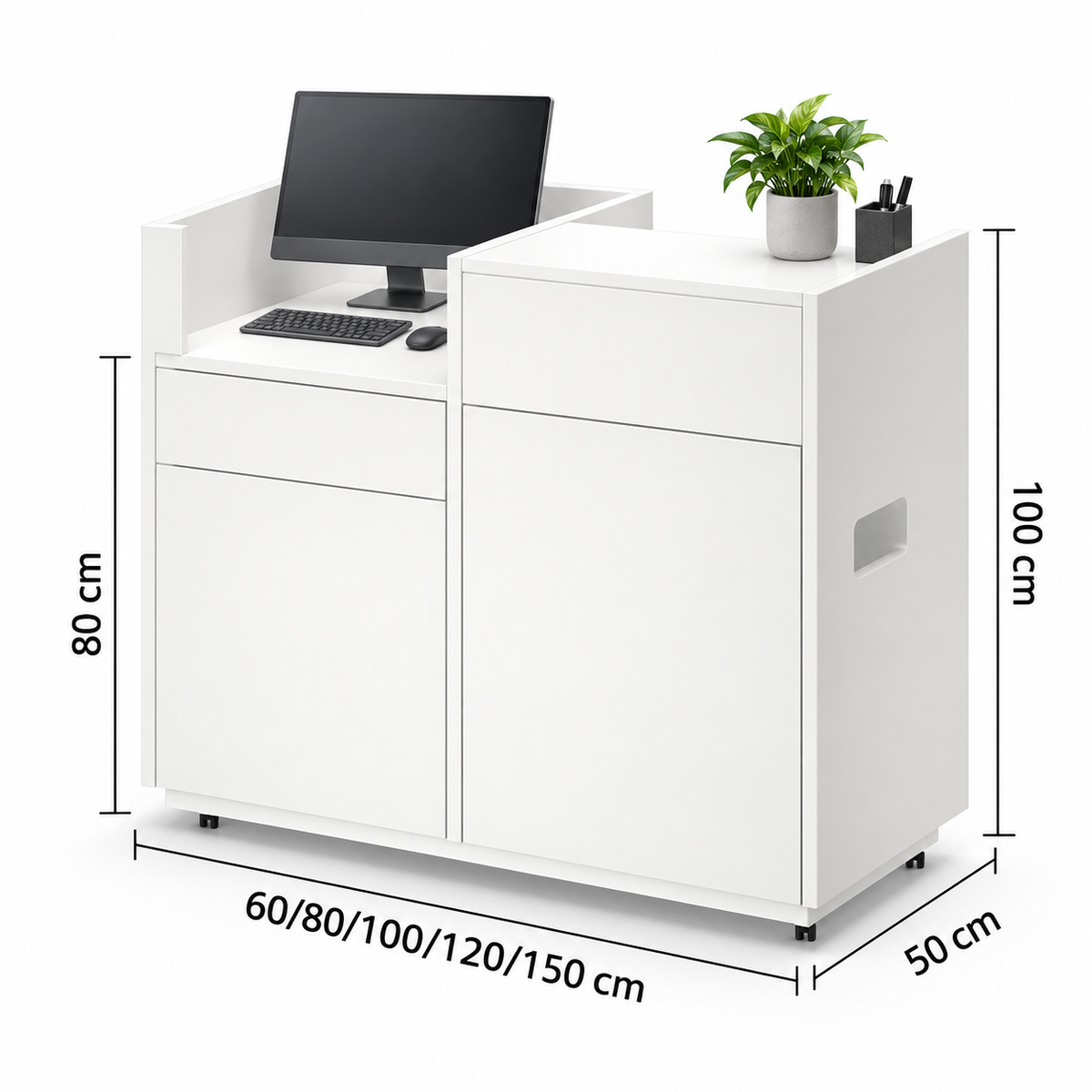 Compact Mobile Reception Counter with Display Shelves