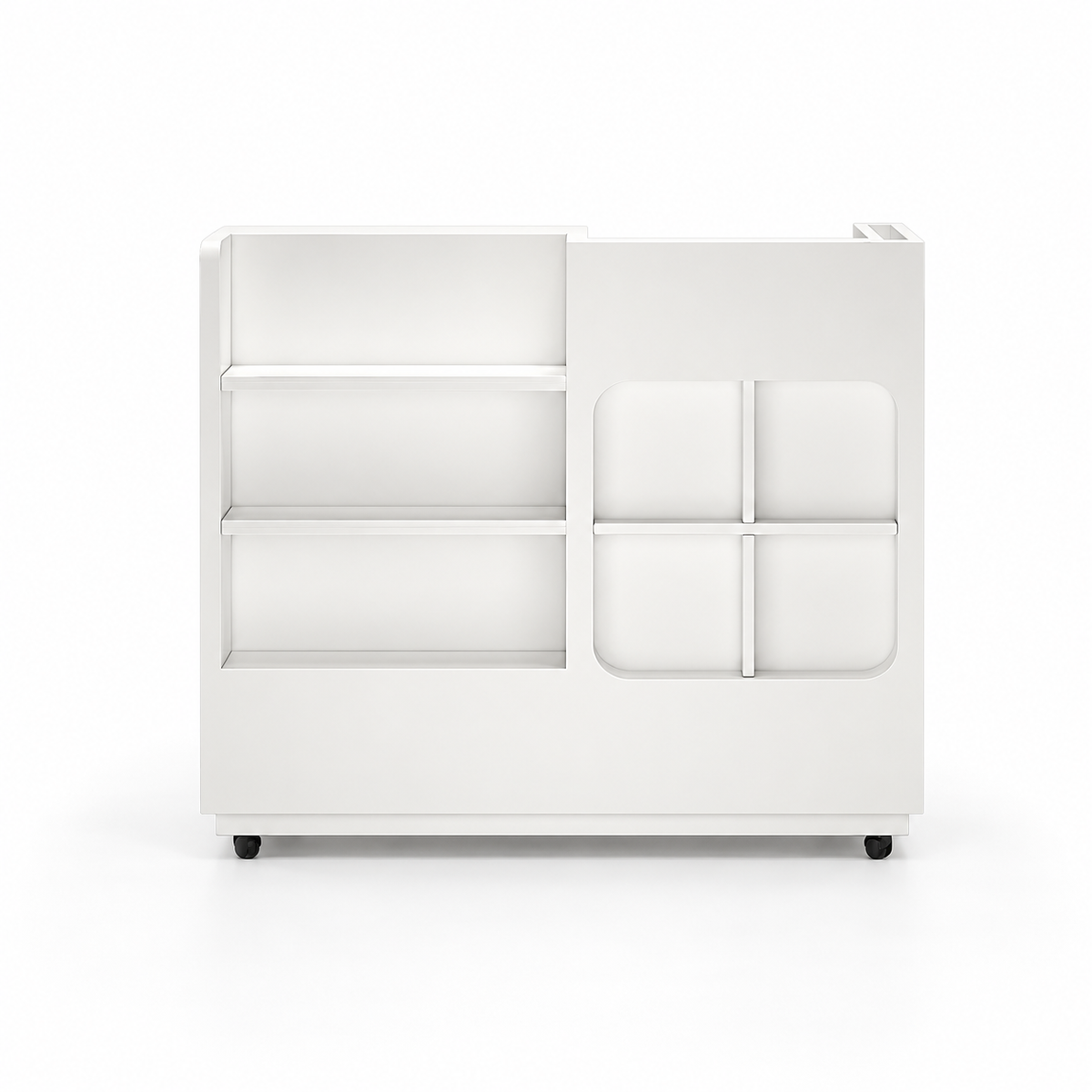 Compact Mobile Reception Counter with Display Shelves option 1