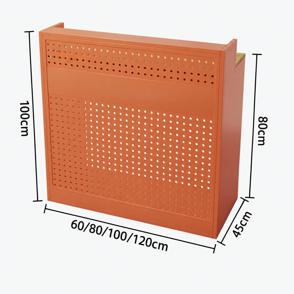 Colourful Perforated Reception Counter with Lockable Storage