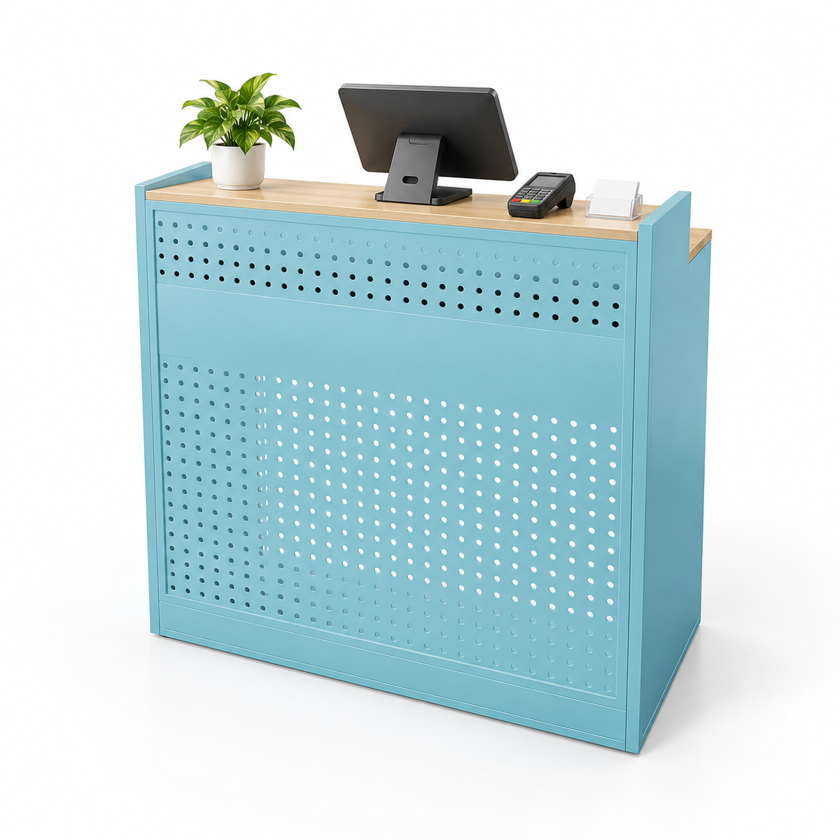 Colourful Perforated Reception Counter with Lockable Storage — ChatGPT 图像 2026年10月10日 19_05_10-7