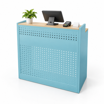 Colourful Perforated Reception Counter with Lockable Storage — ChatGPT 图像 2026年10月10日 19_05_10-7