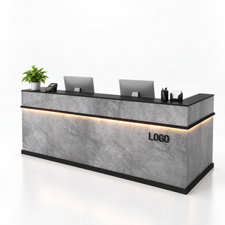 Illuminated Reception Counter with Lockable Storage & Flexible Layout — finish and layout option 1