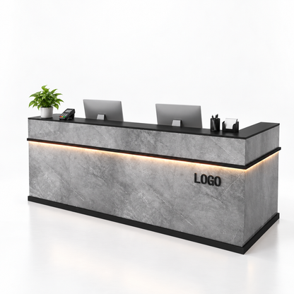 Illuminated Reception Counter with Lockable Storage & Flexible Layout — finish and layout option 1