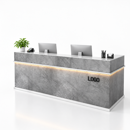 Illuminated Reception Counter with Lockable Storage & Flexible Layout — finish and layout option 3