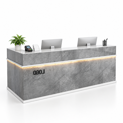 Illuminated Reception Counter with Lockable Storage & Flexible Layout — finish and layout option 4