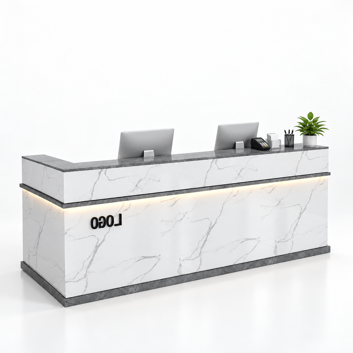 Illuminated Reception Counter with Lockable Storage & Flexible Layout — finish and layout option 6