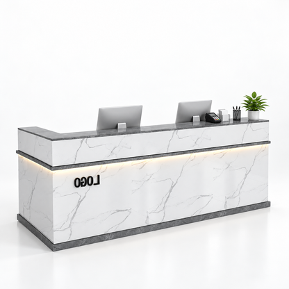 Illuminated Reception Counter with Lockable Storage & Flexible Layout — finish and layout option 6