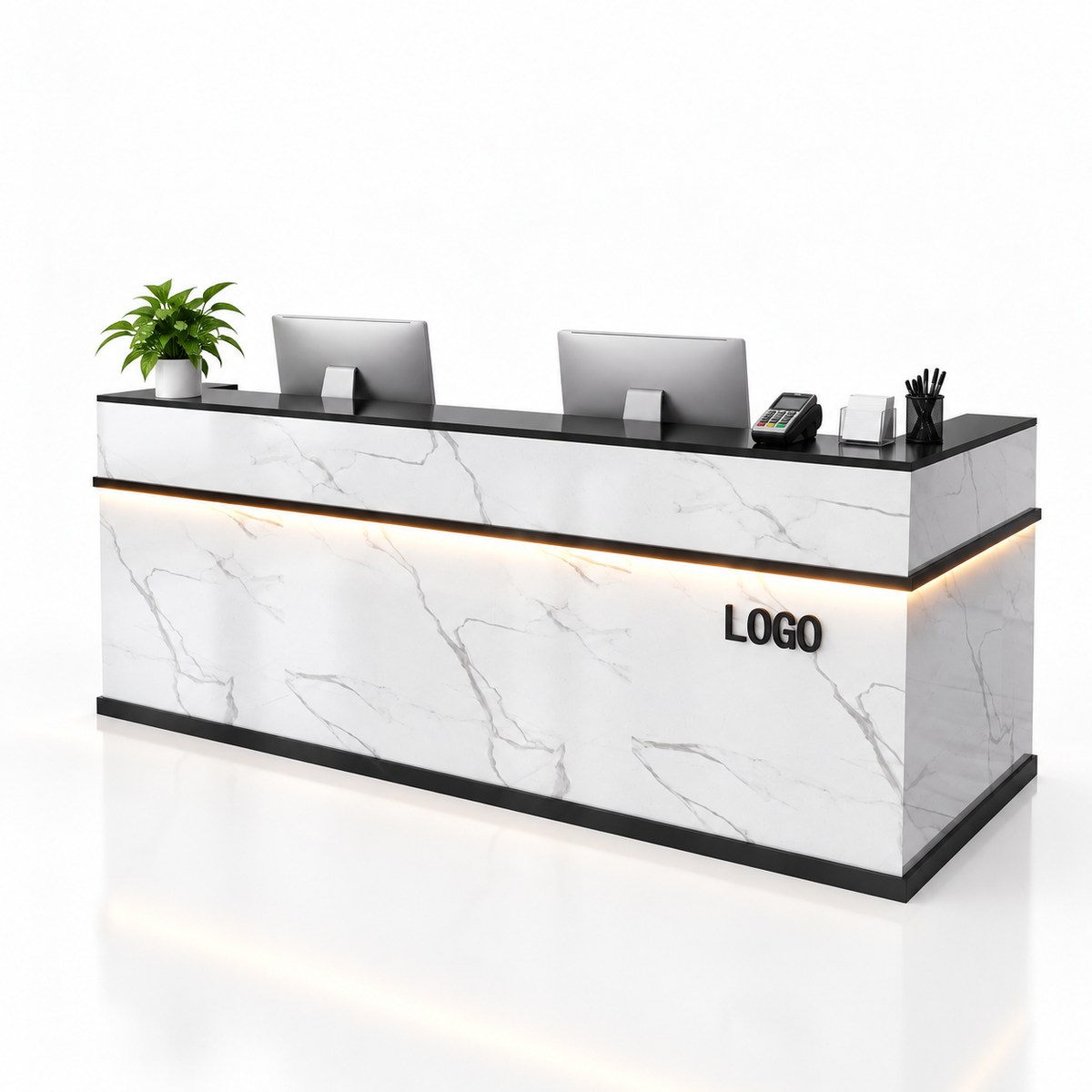 Illuminated Reception Counter with Lockable Storage & Flexible Layout — finish and layout option 7